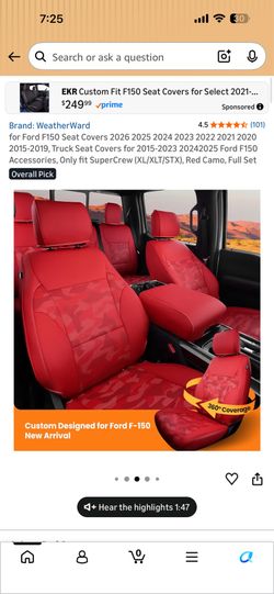 EKR WeatherWard Custom Fit Ford F150 SuperCrew Red Camo Seat Covers Full Set