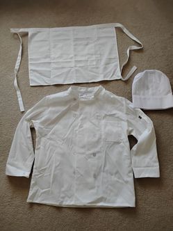 Chef Uniform Set – White Coat, Apron, Hat