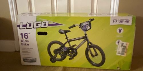 Pacific Logo Moto 16 Kids Bike Black Purple Training Wheels New in Box