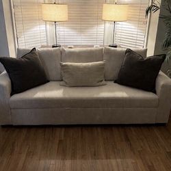 White Corduroy Couch With Pull Out Bed