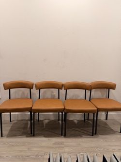 Dining Chairs | Set of 4 | Brown faux leather