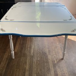 RARE 1930s TEPCO "Grand Deluxe" Enamel Table • Teal Art Deco • 47x40