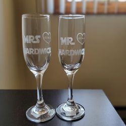 Star Wars Theme Glass Mr And Mrs
