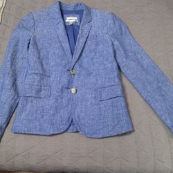 J. Crew Women Schoolboy 100% Linen Blazer Jacket Chambray Size 2