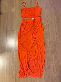 Orange Crop Top and Maxi Skirt Set
