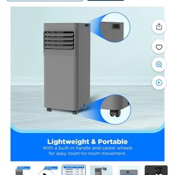 Midea 6,000 BTU Portable Air Conditioner with Wi‑Fi, 2‑Speed, 250 Sq Ft Coverage, Gray