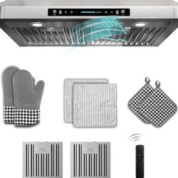 New-30 inch Stainless Steel Under Cabinet Range Hood - 900 CFM, Gesture Control, Ultra-Quiet 4-Speed Vent, LED Lights, External Venting