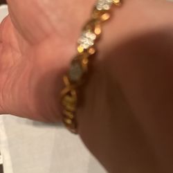 Bracelet Gold Plated With White Crystal New