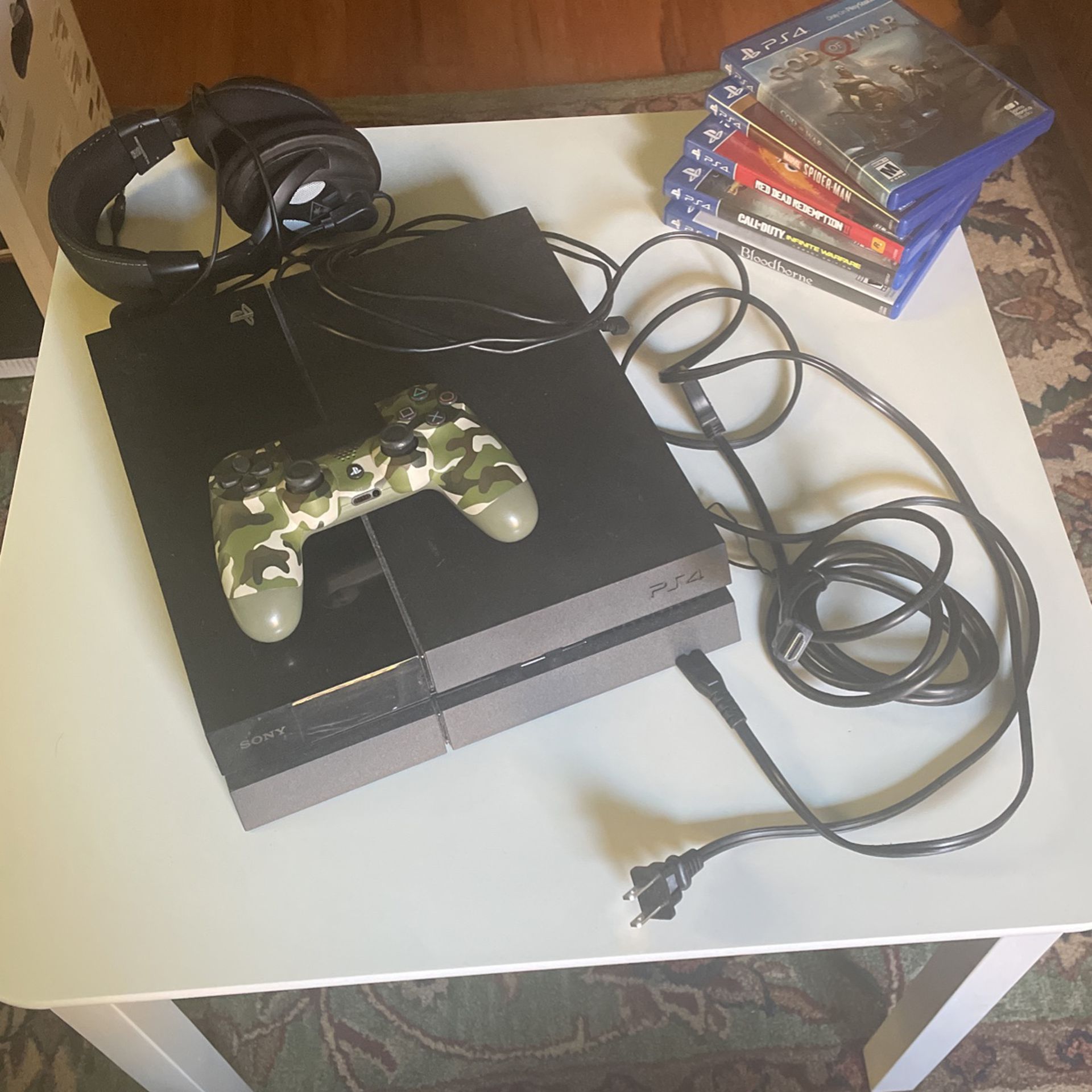 PS4 Console With Controller, Headset And Games 