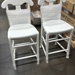 Linon Ezra 24" Indoor Wood Counter Stool, Set of 2, White