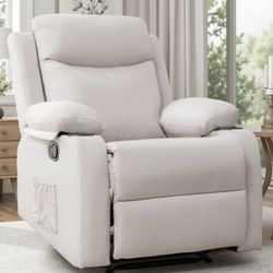 Recliner Chair, Small Recliners for Small Spaces, Reclining Chair, Manual Recliner with Cup Holders and Side Pockets, Chairs for Living Room, Bedroom,