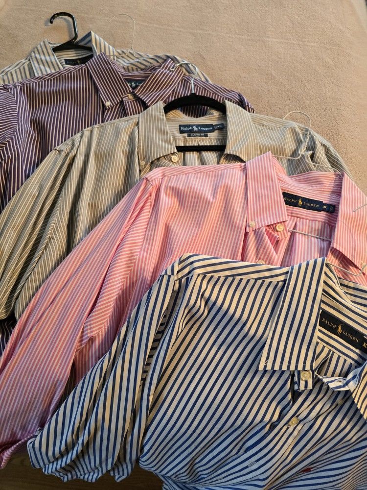5 Ralph Lauren XL Dress Shirts - like new
