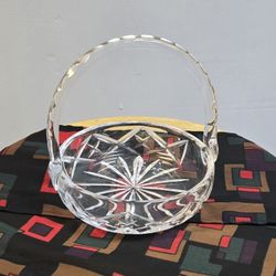 Vintage Cut Glass Candy Dish Basket 