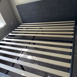 Dark Gray King Size Platform Bed Frame 
