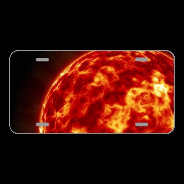 License Plare Novelty Car Front Sun Planet Galaxy Space Red Star