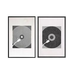 Set of 16" x 24" Record Player Prints on Canvas in Faux Wood Floating Frames | Wall Art