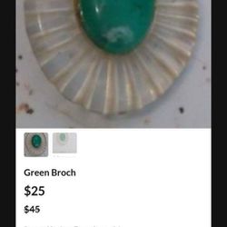 Green With Lucite Brooch