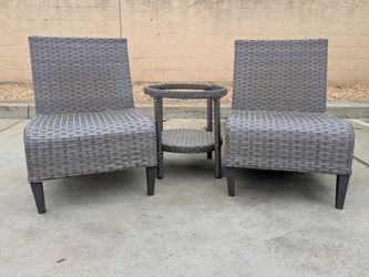 Outdoor Wicker Patio Chair Set with Side Table