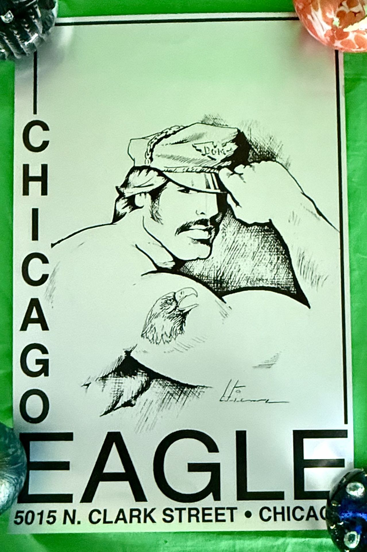 Vintage Tom of Finland–style illustration promoting the Chicago Eagle,