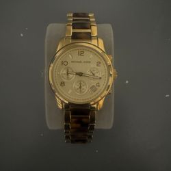 Michael Kors Gold-Tone and Tortoise Shell Chronograph Watch