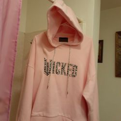 WICKED WOMENS PINK RHINESTONE SWEATSHIRT  PLUS SIZE