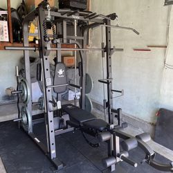 Vesta Fitness Smith Machine 1001 w/Bench Attachment | 230lb Bumpers Olympic Weights | 7ft Olympic Bar | Fitness | Gym Equipment | FREE DELIVERY 🚚 