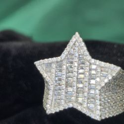 VVS D Moissanite "Star" Ring – Baguette Cluster Iced 925 Sterling Silver