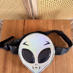 Dolls Kill Iridescent Alien Face Fanny Pack