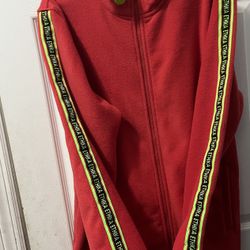 Ethika Red Track Jacket Zip-Up with Logo Tape for Men