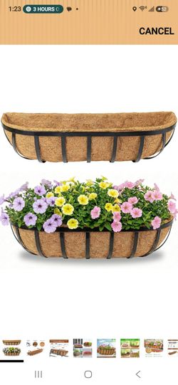 HFHOME 2 Pcs 24" Railing Planter Box with Horse Trough Coco Liners