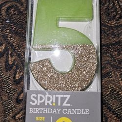 Number 5 Glitter Candle
Green/gold  Birthday