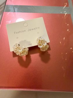 Floral Pearl Cluster Hoop Earrings
