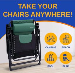 Oversized Padded Zero Gravity Chair, Folding Outdoor Patio Recliner W Side Tray