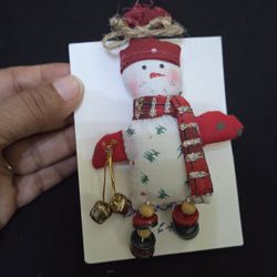 Vtg Snowman Brooch Pin Handcrafted Artists Name On Paper 4.75"x2.75" Felt Fabric