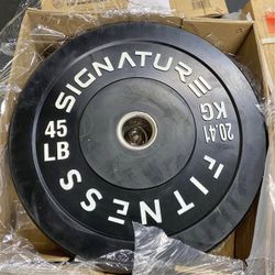 A pair of 45 pound bumper weight