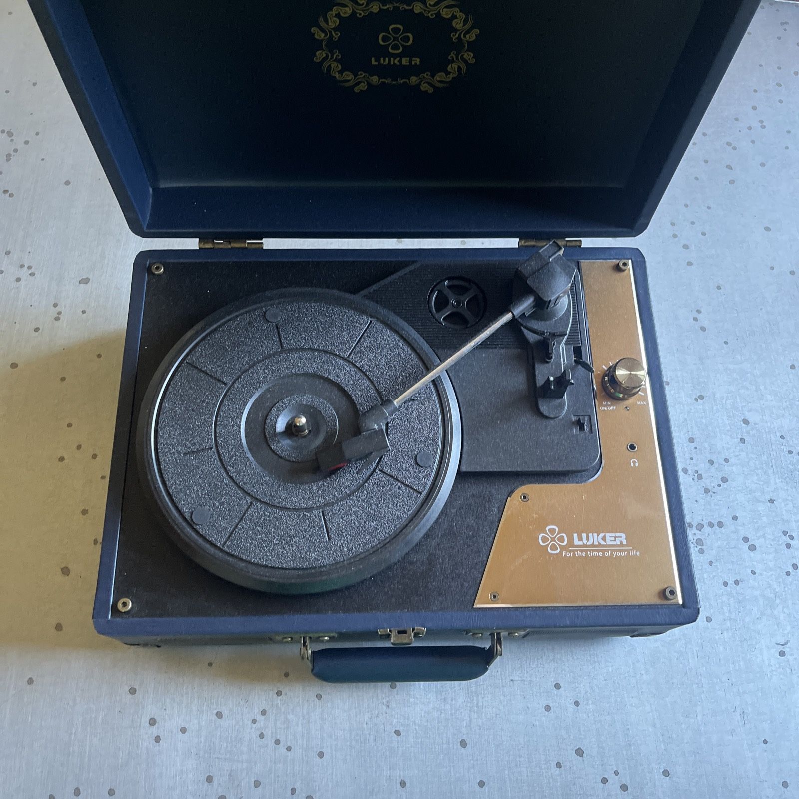 Luker AT-1S Blue Portable Record Player Suitcase Bluetooth Turntable For Vinyl