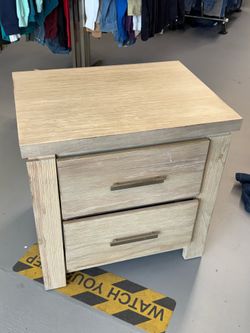 Two-Drawer Light Wood Nightstand / Bedside Table – Rustic Farmhouse