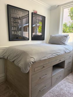 Pottery Barn twin captain bed