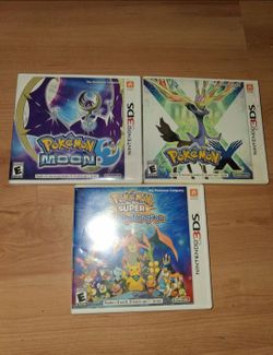 Pokémon 3DS Game Lot - Moon, X, Super Mystery Dungeon (CIB / Cases Included)