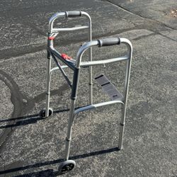 2-Button Folding Walker With Wheels