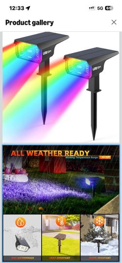 LEREKAM Solar Halloween Lights Outdoor Halloween Decorations Outdoor 2 Pack 40 LED RGB, Color Changing, Solar & USB Powered, IP65 Waterproof, 14 Color