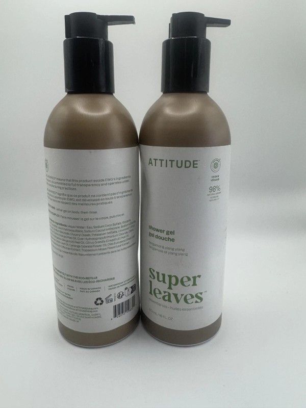 Attitude Super Leaves Shower Gel Bergamot & Yiang 16oz. 2 Pack