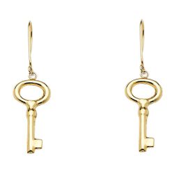 Beautiful Keys hanging earring 14K REAL YELLOW GOLD. Description⬇️