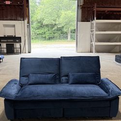 73.2" Futon Sofa Bed Queen Size, 3-in-1 Convertible Sleeper Sofa with Side Pocket, Pull Out Bed, Modern Velvet Futon Couch for Living Room, Small Spac