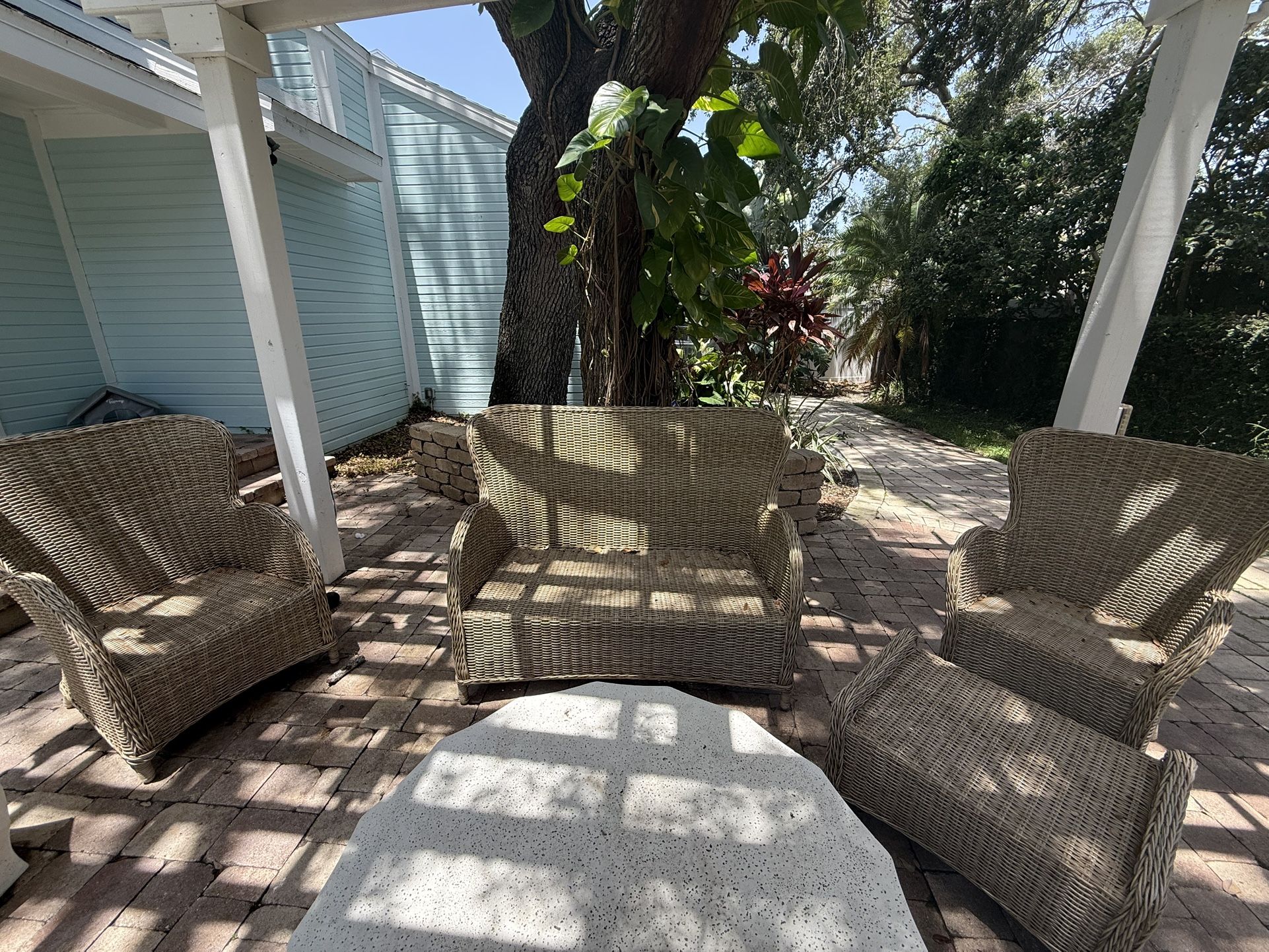 4 Piece Weather Proof Wicker Set
