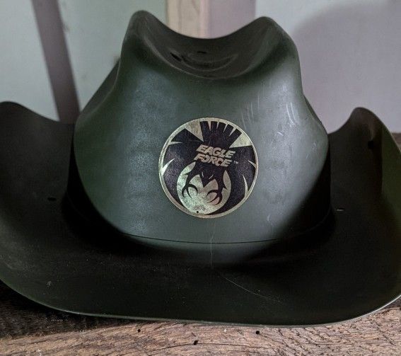 Vintage Boys Size Eagle Force GI Joe Wild Bill. Remember Eagle Force Island? Sturdy Green Rubber Molded Hat From Anime Action Figures H-G 8 in Long Be