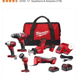 M18 18V Lithium-Ion Cordless Combo Kit (5-Tool) with (2) Batteries, Charger and Tool Bag