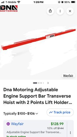 Dna Motoring Adjustable Engine Support Bar Transverse Hoist