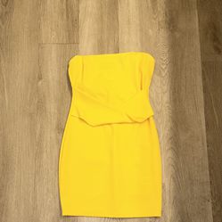 Yellow Strapless BodyCon Dress