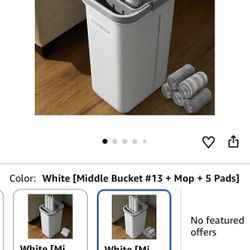 JOYMOOP Mop and Bucket Set, Hands-Free Flat Floor Mop and Bucket, 5 Washable Microfiber Pads, Wet and Dry Use, Ideal for Household and Commercial Floo